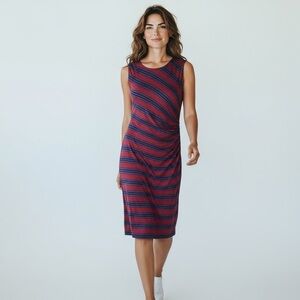 Loft striped midi dress - red, blue, black size S
